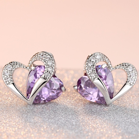 **ALLYN* Silver x Purple Fashion Stud Earrings - Picture 2 of 2